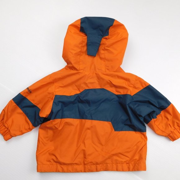 Columbia Boys 6M Orange Blue Hooded Fall Water Resistant Spring Jacket - Picture 6 of 7